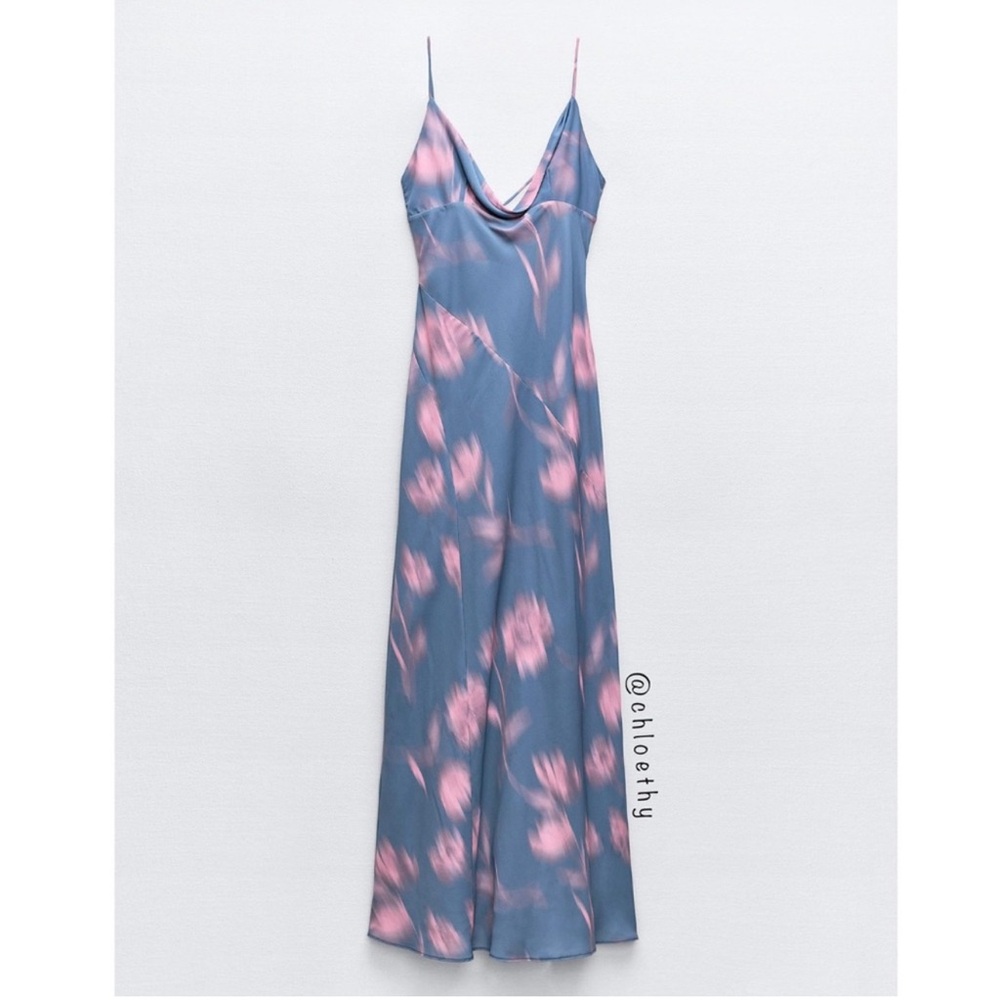 Zara flowey neckline printed dress